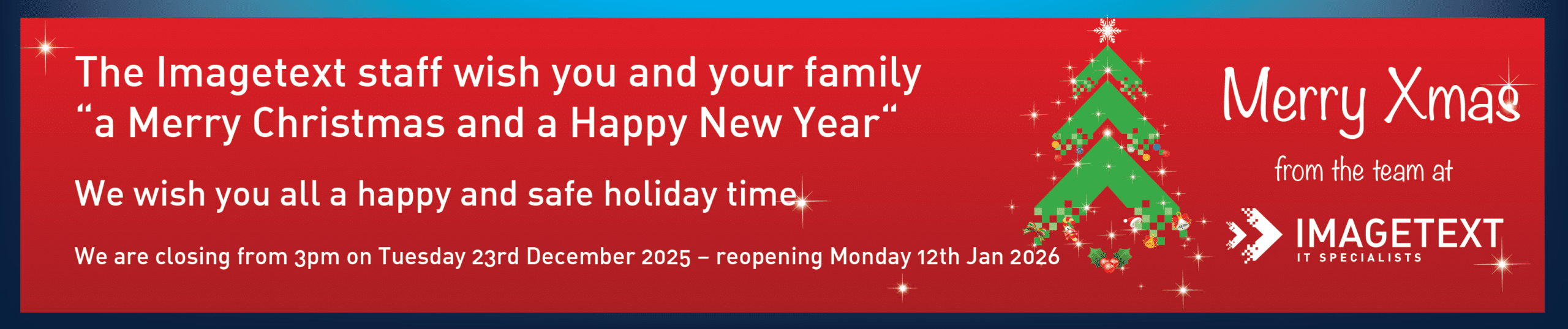 Closed from 3pm 23rd Dec to 12th Jan 2026